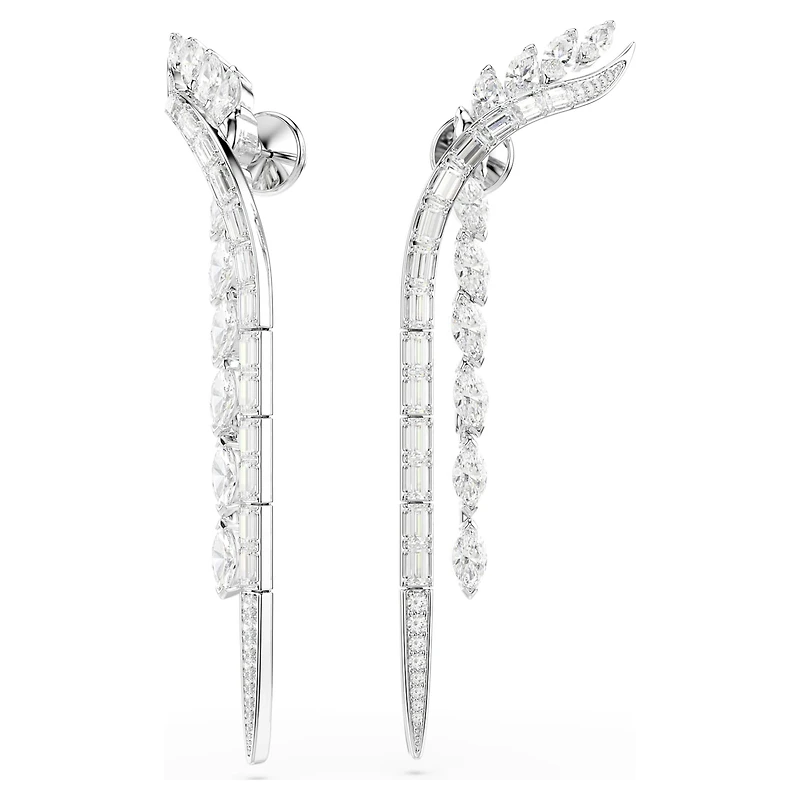 Mesmera earrings, Mixed cuts, White, Rhodium plated