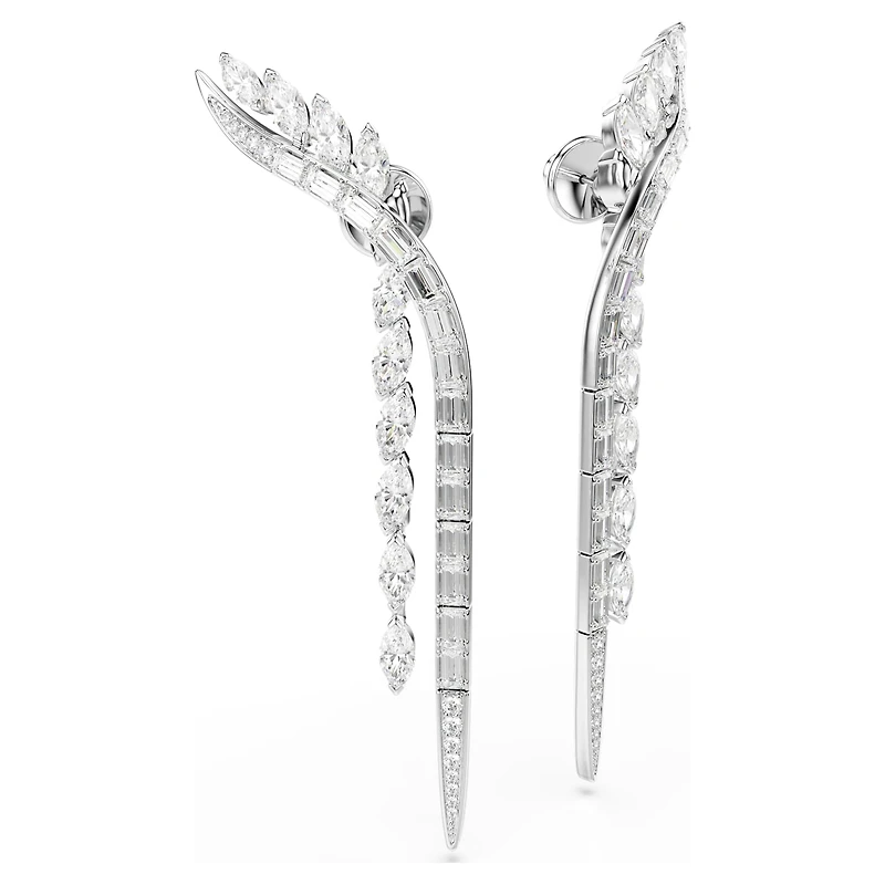 Mesmera earrings, Mixed cuts, White, Rhodium plated