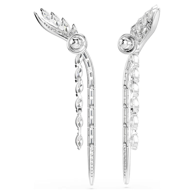 Mesmera earrings, Mixed cuts, White, Rhodium plated