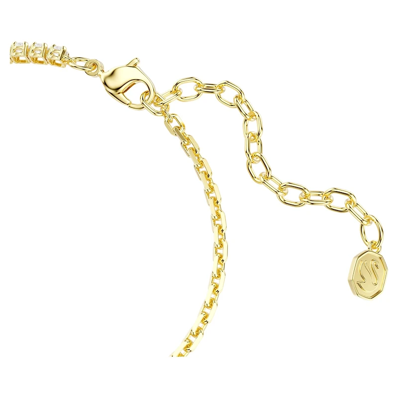 Matrix bracelet, Round cut, White, 18K gold finish