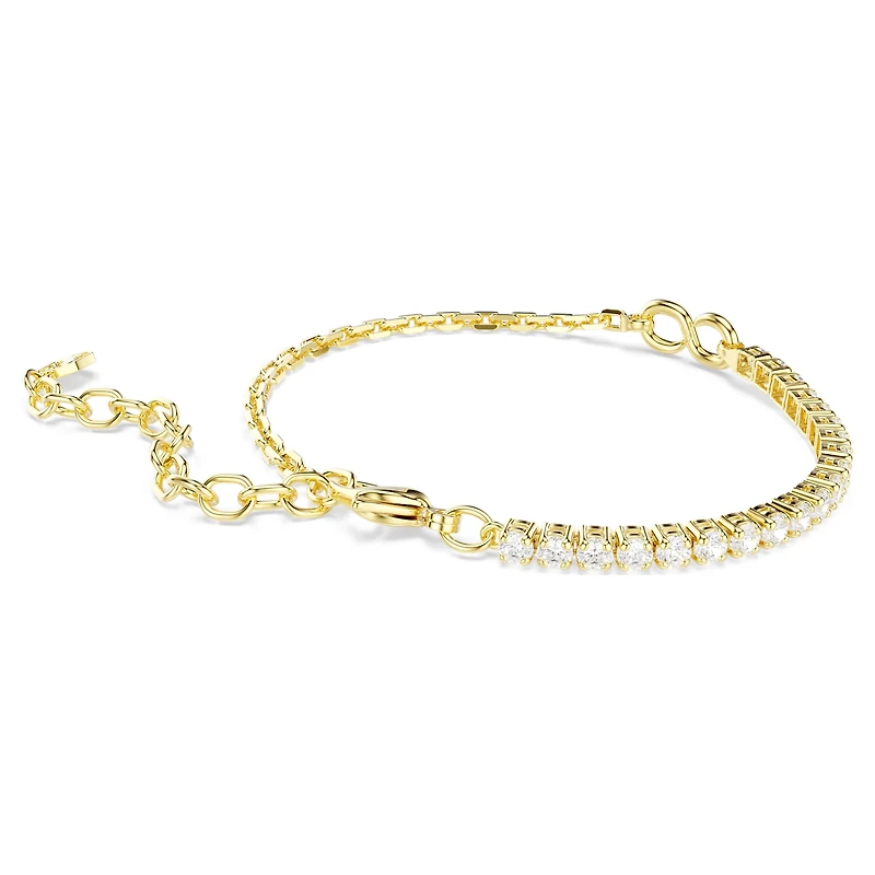 Matrix bracelet, Round cut, White, 18K gold finish