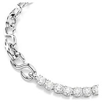 Matrix bracelet, Round cut, White, Rhodium plated