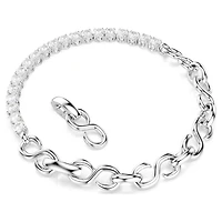 Matrix bracelet, Round cut, White, Rhodium plated