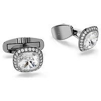 Una Angelic cufflinks, Cushion cut, White, Ruthenium plated