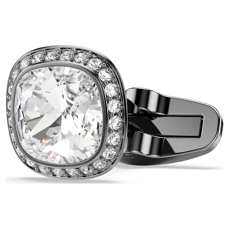 Una Angelic cufflinks, Cushion cut, White, Ruthenium plated