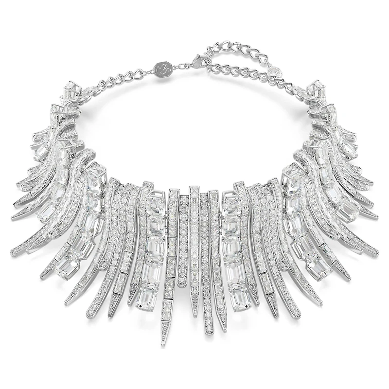 Vienna choker, Mixed cuts, White, Rhodium plated