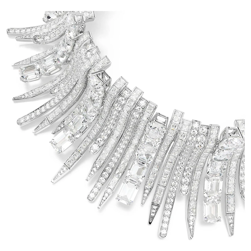 Vienna choker, Mixed cuts, White, Rhodium plated
