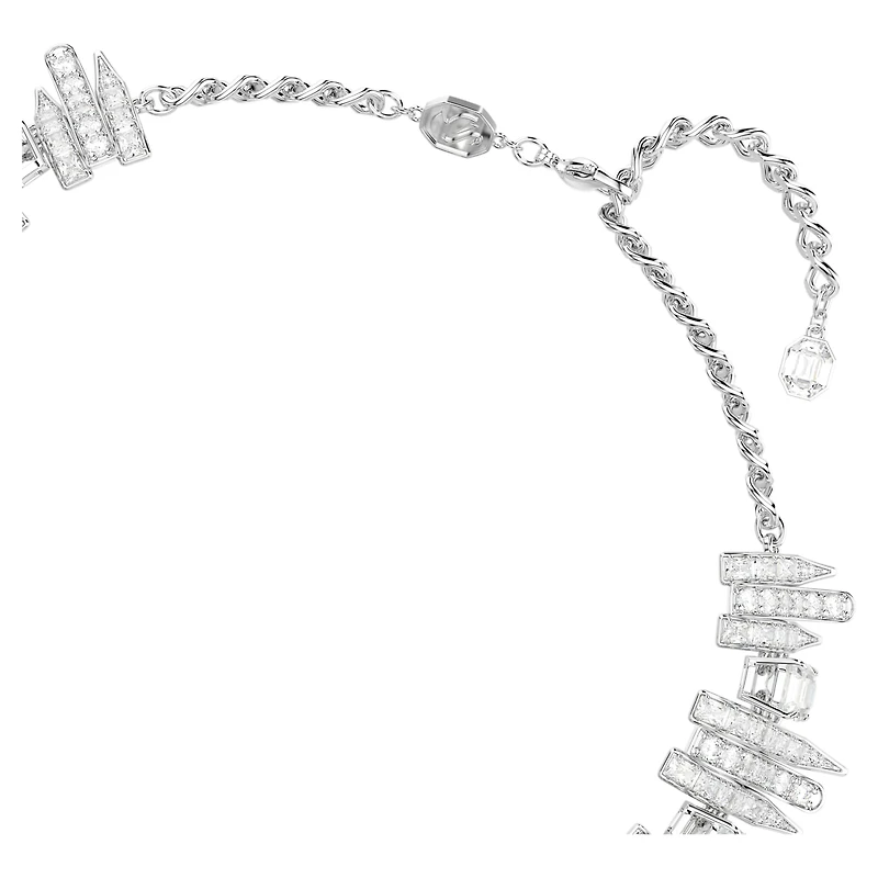 Vienna choker, Mixed cuts, White, Rhodium plated