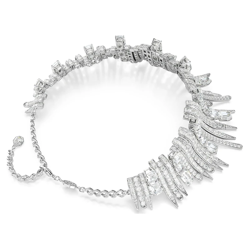 Vienna choker, Mixed cuts, White, Rhodium plated