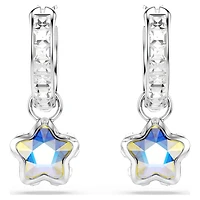 Chroma drop earrings, Mixed cuts, Star, White, Rhodium plated