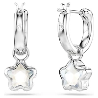 Chroma drop earrings, Mixed cuts, Star, White, Rhodium plated
