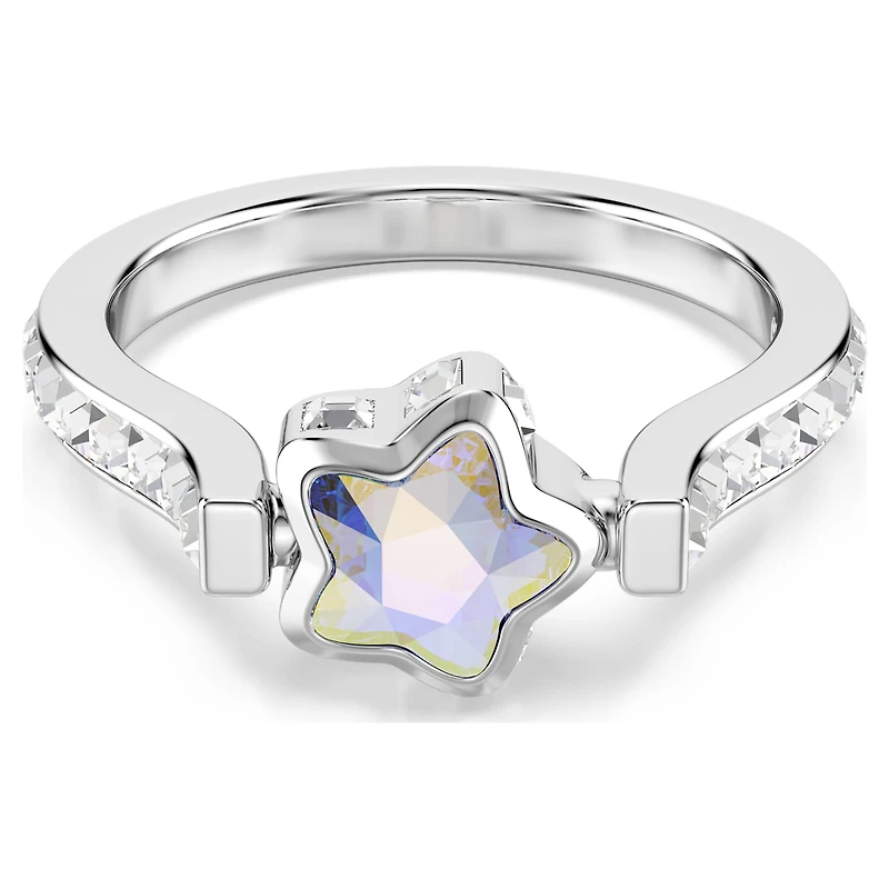 Chroma ring, Mixed cuts, Star, White, Rhodium plated
