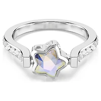 Chroma ring, Mixed cuts, Star, White, Rhodium plated