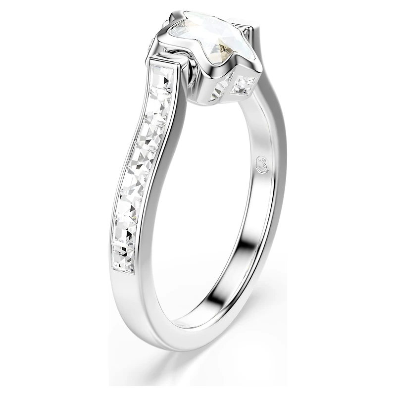Chroma ring, Mixed cuts, Star, White, Rhodium plated