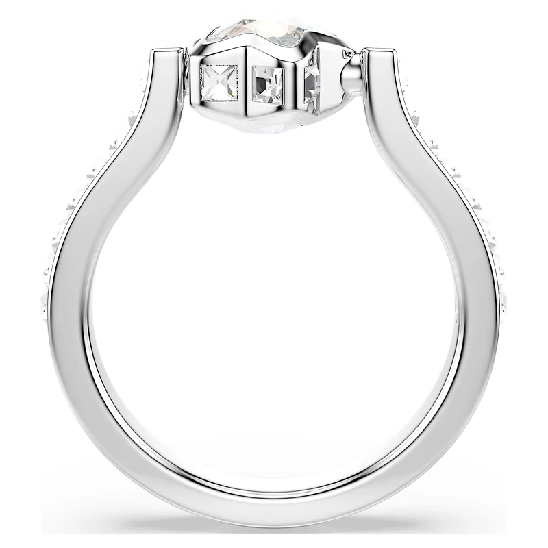Chroma ring, Mixed cuts, Star, White, Rhodium plated