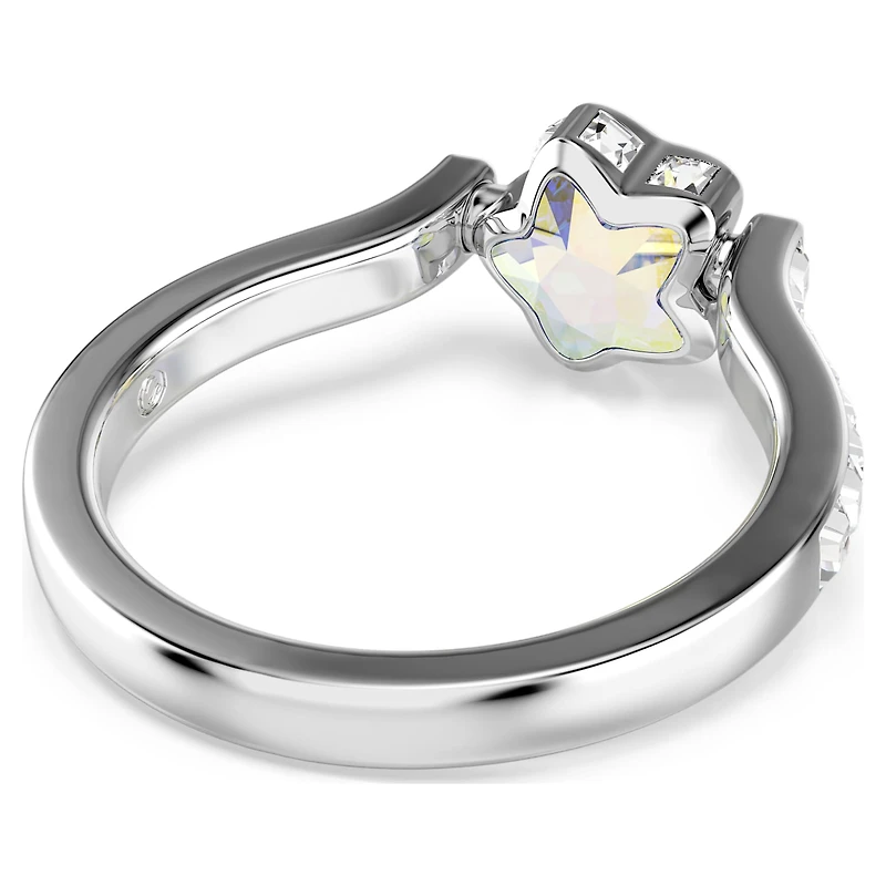 Chroma ring, Mixed cuts, Star, White, Rhodium plated