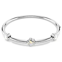 Chroma bangle, Mixed cuts, Star, White, Rhodium plated