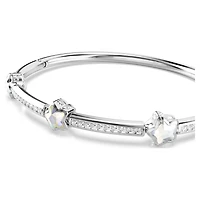 Chroma bangle, Mixed cuts, Star, White, Rhodium plated