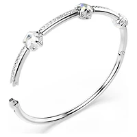 Chroma bangle, Mixed cuts, Star, White, Rhodium plated