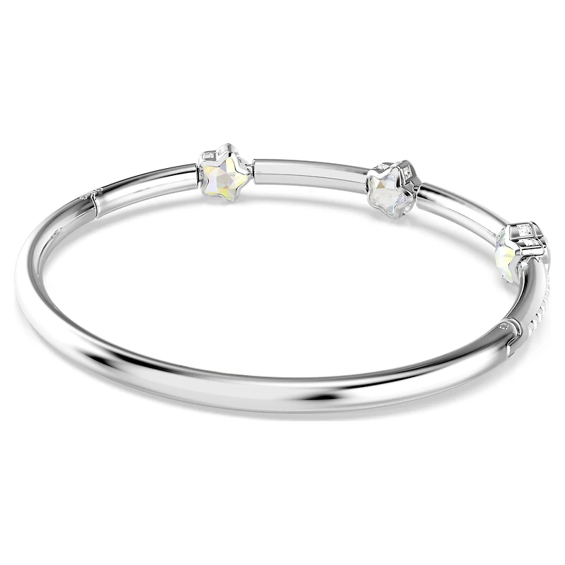 Chroma bangle, Mixed cuts, Star, White, Rhodium plated