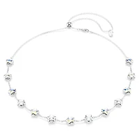 Chroma necklace, Mixed cuts, Star, White, Rhodium plated