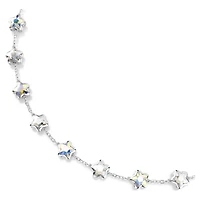 Chroma necklace, Mixed cuts, Star, White, Rhodium plated