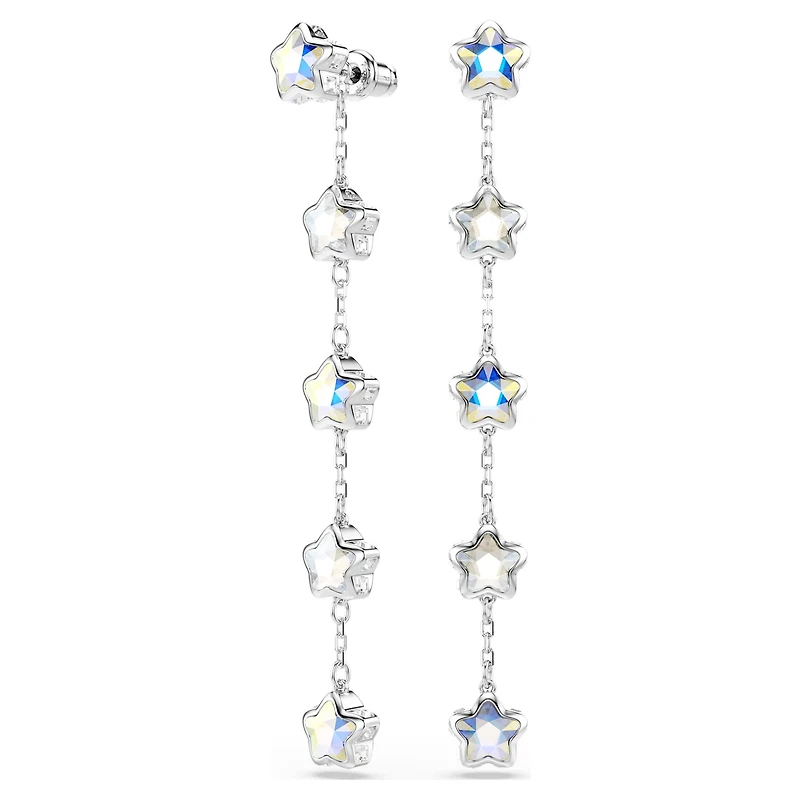 Chroma earrings, Mixed cuts, Star, White, Rhodium plated