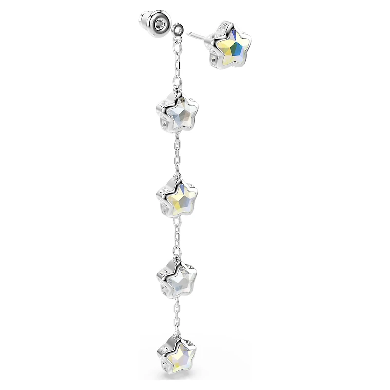 Chroma earrings, Mixed cuts, Star, White, Rhodium plated