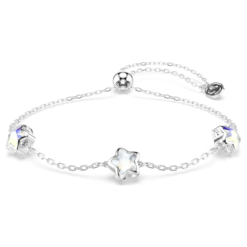 Chroma bracelet, Star, White, Rhodium plated