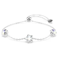 Chroma bracelet, Star, White, Rhodium plated