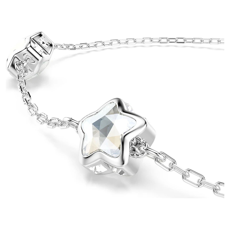 Chroma bracelet, Star, White, Rhodium plated