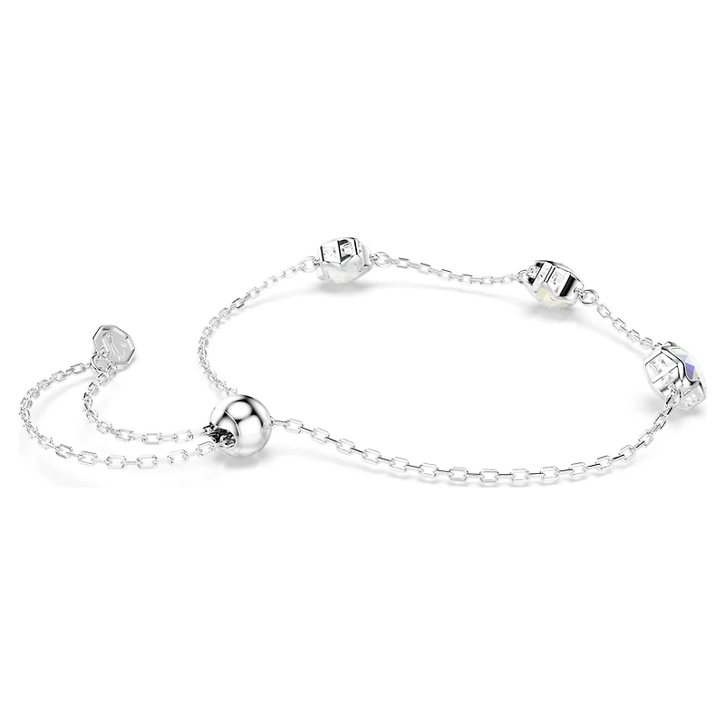 Chroma bracelet, Star, White, Rhodium plated