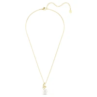 Gabriella pendant, Crystal pearl, Round cut, White, 18K gold finish