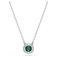 Una Angelic pendant, Round cut, Green, Rhodium plated