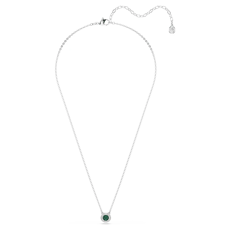 Una Angelic pendant, Round cut, Green, Rhodium plated