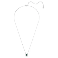 Una Angelic pendant, Round cut, Green, Rhodium plated