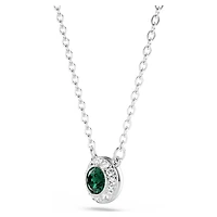 Una Angelic pendant, Round cut, Green, Rhodium plated