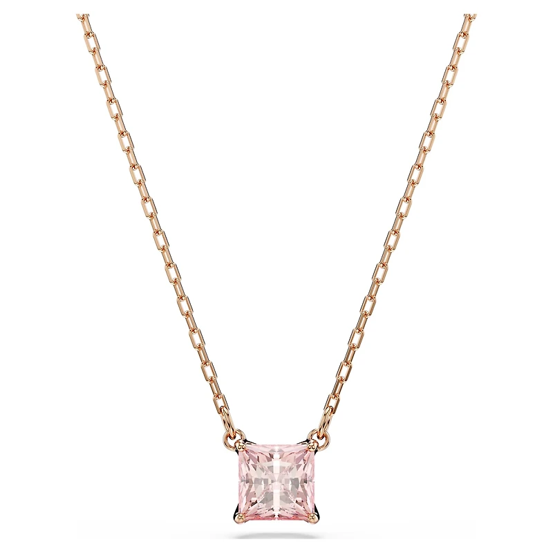 Stilla pendant, Square cut, Pink, 18K rose gold finish