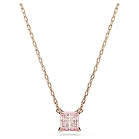 Stilla pendant, Square cut, Pink, 18K rose gold finish