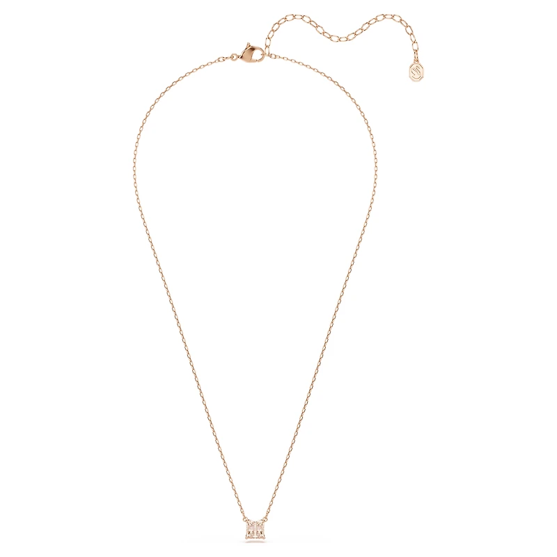 Stilla pendant, Square cut, Pink, 18K rose gold finish