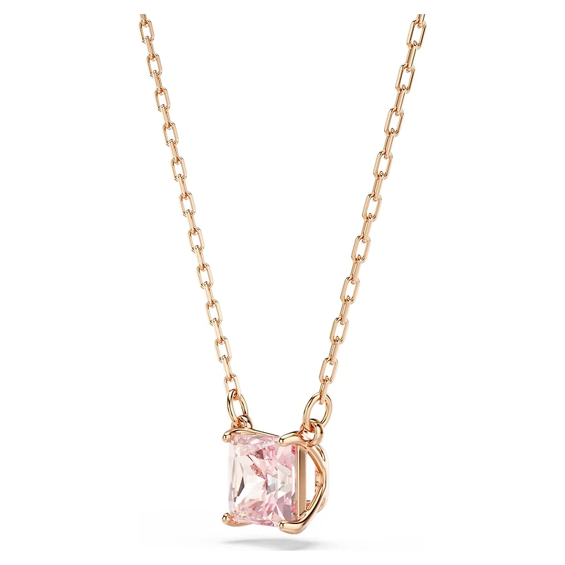 Stilla pendant, Square cut, Pink, 18K rose gold finish