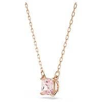 Stilla pendant, Square cut, Pink, 18K rose gold finish