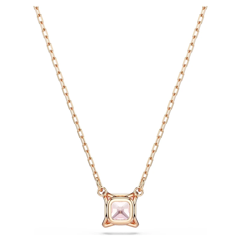 Stilla pendant, Square cut, Pink, 18K rose gold finish