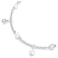 Imber bracelet, Crystal pearl, Round cut, White, Rhodium plated