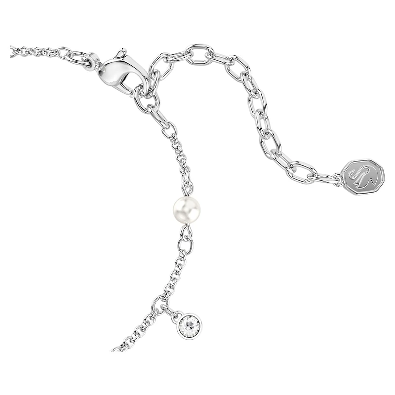 Imber bracelet, Crystal pearl, Round cut, White, Rhodium plated