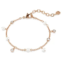 Imber bracelet, Crystal pearl, Round cut, White, 18K rose gold finish