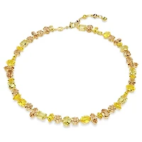 Gema necklace, Mixed cuts, Yellow, 18K gold finish