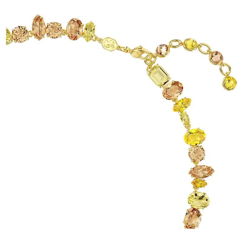 Gema necklace, Mixed cuts, Yellow, 18K gold finish