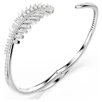 Vienna bangle, Mixed cuts, Feather, White, Rhodium plated