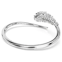 Vienna bangle, Mixed cuts, Feather, White, Rhodium plated
